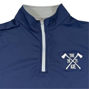 SOLD***Peter Millar Golf Quarter Zip Pullover Mens Size Med Navy Blue Comfort